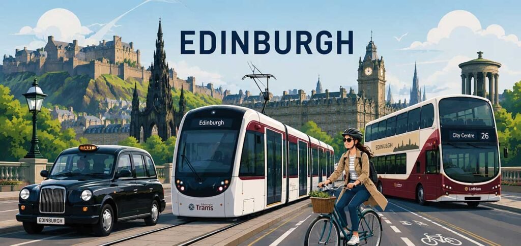 Travel in Edinburgh - Bus, Tram, Tram, Cycling